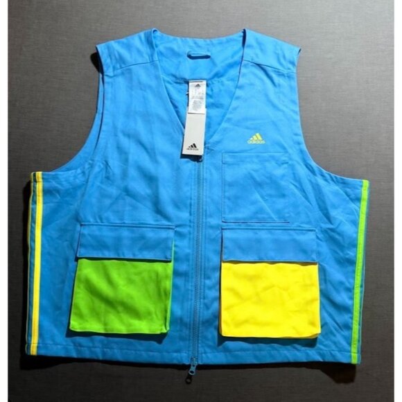 Adidas M KC Vest Adult Large‎ Blue Logo Full Zip Multi Sport Sky Rush Vest Mens. - Picture 1 of 9
